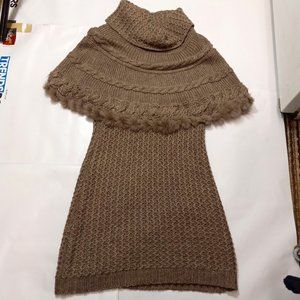 Shana K Womens Brown Turtleneck Wool Sweater Dress sz S